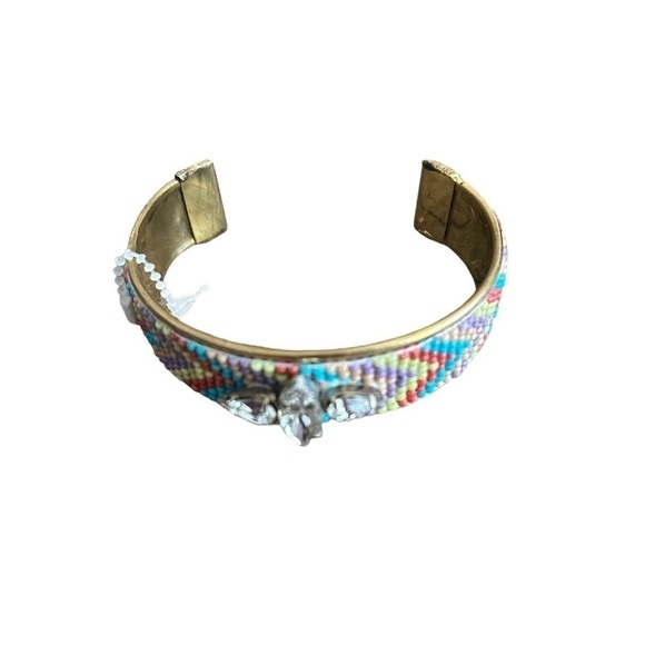 Multicolored Bead & Crystal Goldtone Cuff Bracelet by Stephan & Co. - Picture 4 of 14
